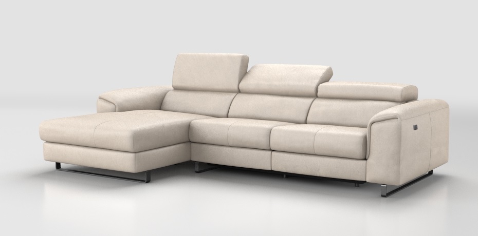 Tassarolo - large corner sofa with 1 electric recliner - left peninsula